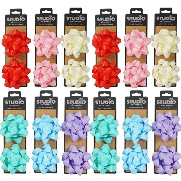 24pc Studio Gift Wrapping 10cm Gift Bow Home Party Decor Assorted Colours