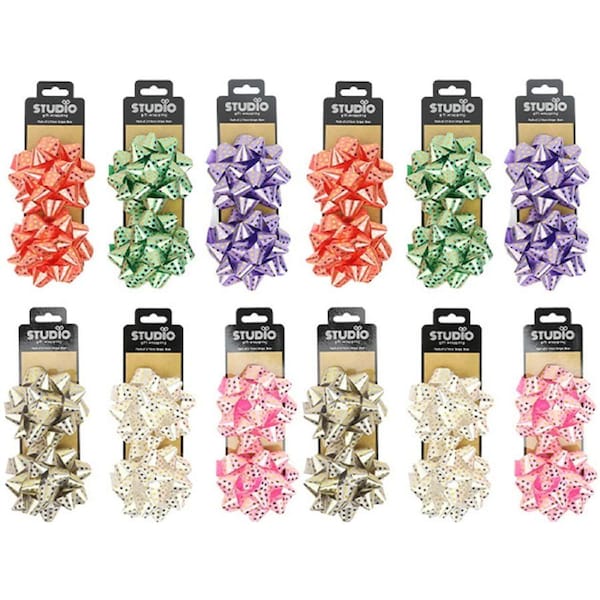 24pc Studio Gift Wrapping 10cm Polka Dot Bow Home Party Decor Assorted