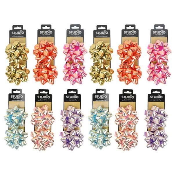 24pc Studio Gift Wrapping 10cm Stripe Bow Home Party Decor Assorted Colours
