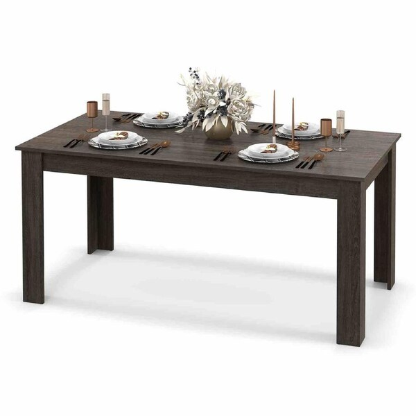 Costway 160cm Wooden Dining Table Home Office Desk for Dining Room Study Modern Design Grey