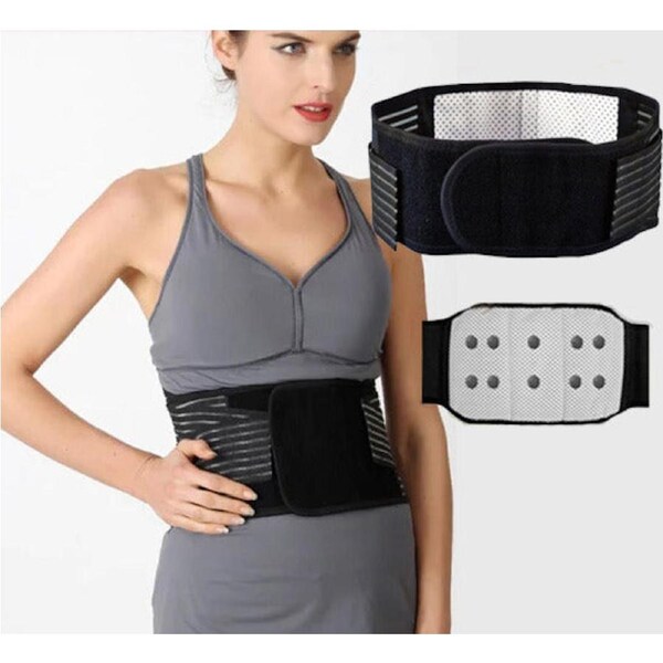 Bio Waist Lower Back Support Magnetic Lumbar Brace Pain Relief (BLACK)