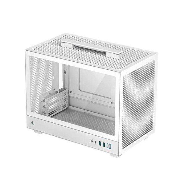DeepCool CH160-WH Ultra-Portable Mini-ITX Case, Mesh & Glass Panels, Full Sized Air Coole Supportr, Carry handle 3