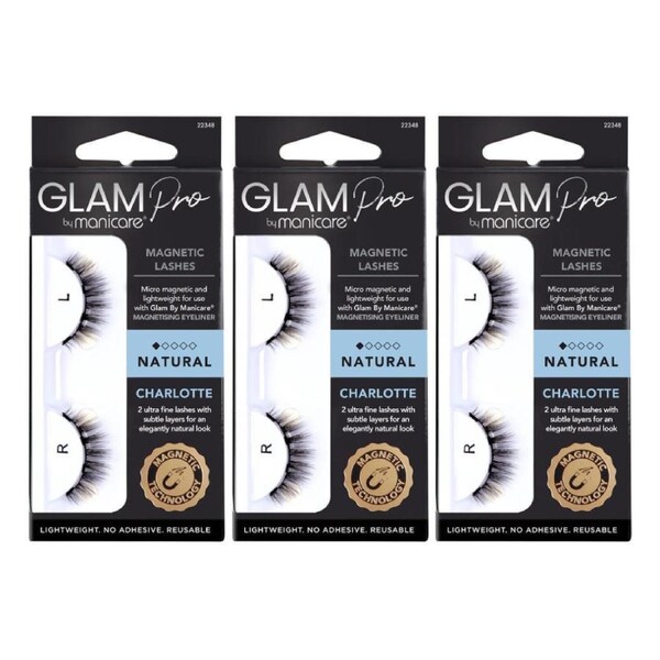 3x Manicare Glam Pro Magnetic Lashes Natural Charlotte