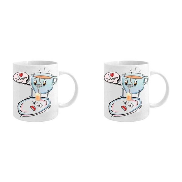2x I Love Tea Bagging 360ml Ceramic Coffee Mug Water/Milk Drinking Cup w/Handle