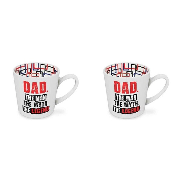 2x Dad the Man the Myth Beautiful on the Inside 420ml New Bone China Coffee Mug