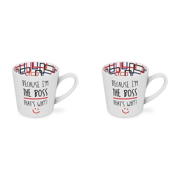 2x Because I'm the Boss Beautiful on the Inside 420ml New Bone China Coffee Mug