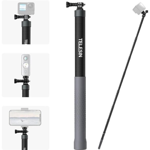 TELESIN Ultra Long Selfie Stick - 3.0m / 118" - Carbon Fibre Pole - Third Gen