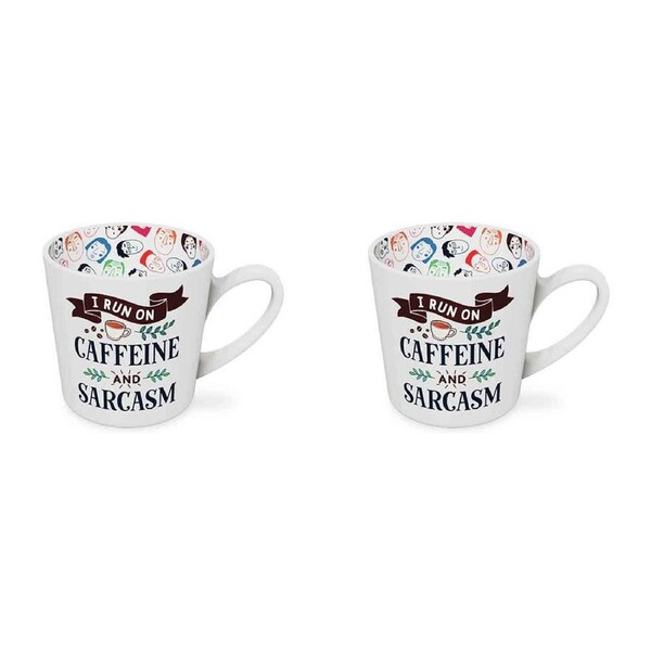 2x I Run on Caffeine Beautiful on the Inside 420ml New Bone China Coffee Mug