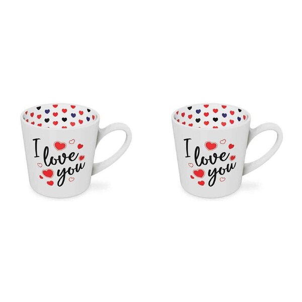2x I Love You Beautiful on the Inside 420ml/10cm Bone China Coffee Mug w/Handle