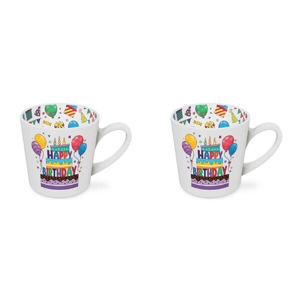 2x Happy Birthday Beautiful on the Inside 420ml/10cm New Bone China Mug w/Handle