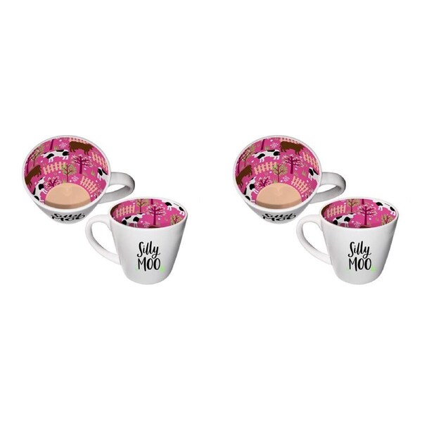 2x Silly Moo Inside Out 410ml Ceramic Coffee/Tea Mug Drinking Water Cup w/Handle