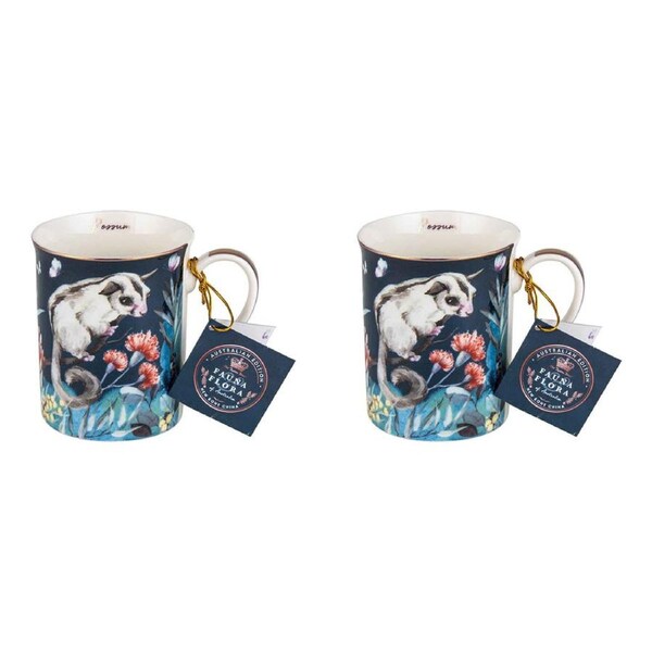 2x Australian Flora Possum 360ml Coffee Mug New Bone China Drink Cup w/ Handle