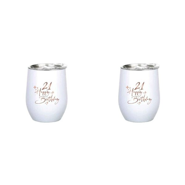 2x 21st Birthday 360ml S/S Vacuum Insulated Tumbler Double Walled Mug Rose Gold