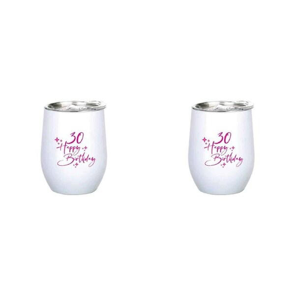 2x 30th Birthday 360ml S/S Vacuum Insulated Tumbler Double Walled Drink Mug Pink