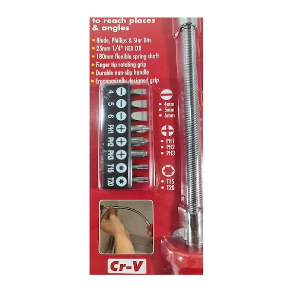Screwdriver Flexible Shaft 9pc Bit Set