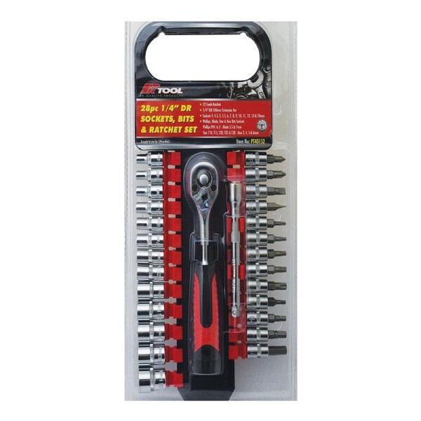 Socket, Screwdriver & Star Bit 28pc Socket Set 1/4" Dr 72 Tooth Ratchet