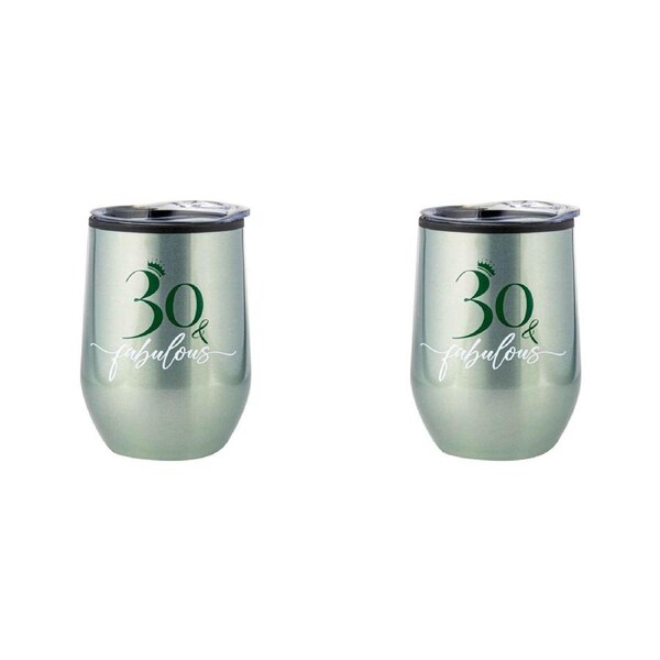 2x 30th Birthday 360ml S/S Vacuum Insulated Tumbler Double Walled Hot/Cold Mug