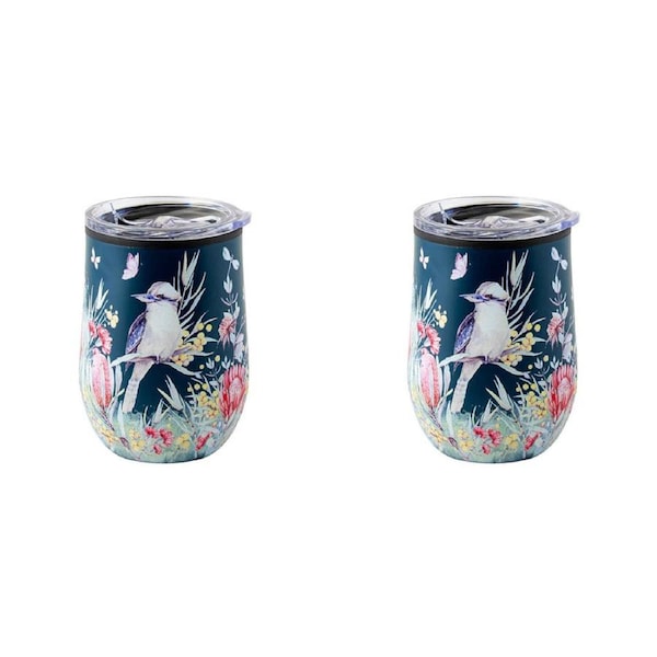 2x Australian Flora Kookaburra 360ml Vacuum Insulated Tumbler Double Walled