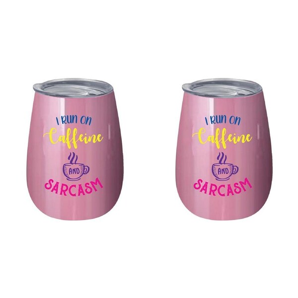 2x I Run On Caffeine & Sarcasm 360ml S/S Vacuum Insulated Tumbler Double Walled