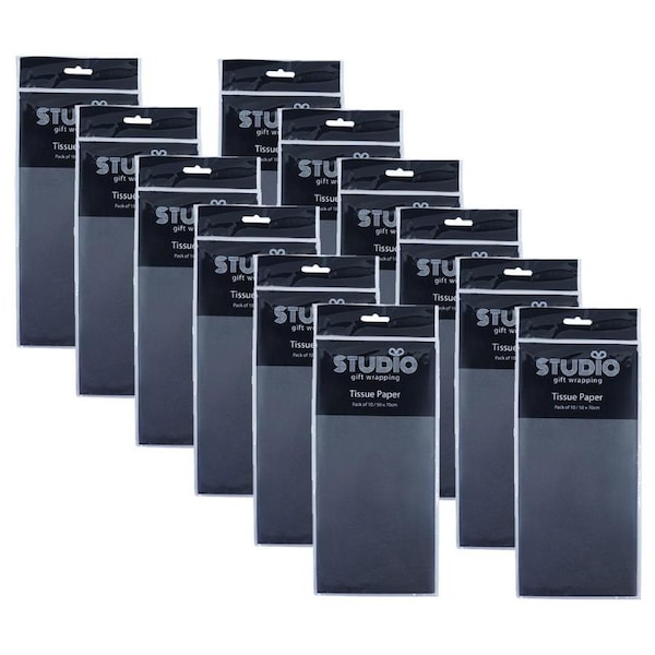 120pc Studio Gift Wrapping Tissue Paper 50x70cm Black Present Decor