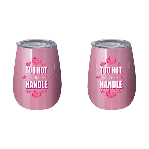 2x Too Hot To Handle 360ml S/S Vacuum Insulated Tumbler Double Walled Drink Mug