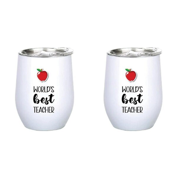 2x World's Best Teacher 360ml S/S Vacuum Insulated Drink Tumbler Double Walled