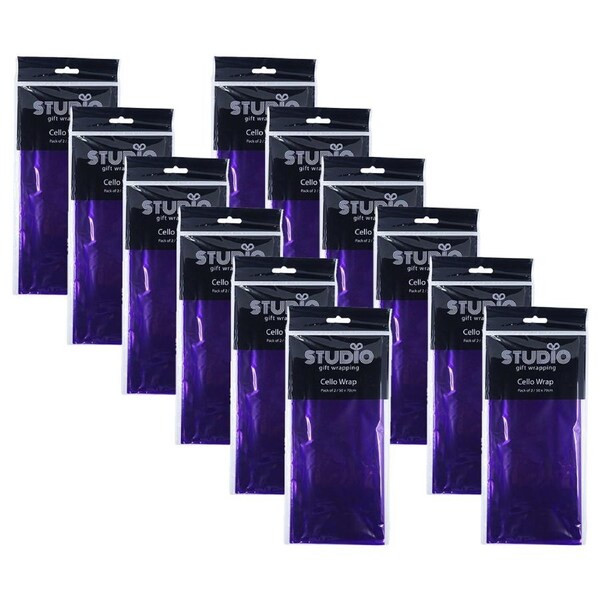 24pc Studio Gift Wrapping Cello Wrap 50x70cm Purple Decoration Present Decor