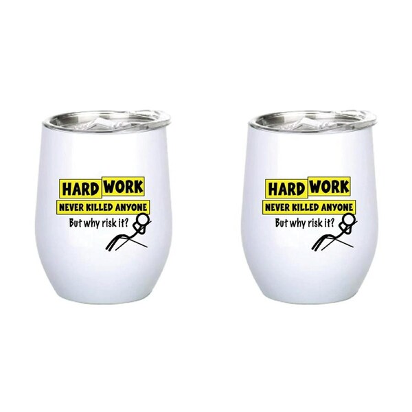 2x Hard World Never Killed 360ml S/S Vacuum Insulated Tumbler Double Walled Mug