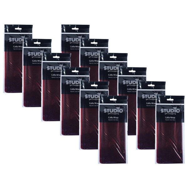 24pc Studio Gift Wrapping Cello Wrap 50x70cm Red Party Decor Present Decor