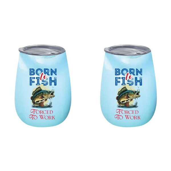 2x Born To Fish Forced 360ml S/S Vacuum Insulated Drink Tumbler Double Walled