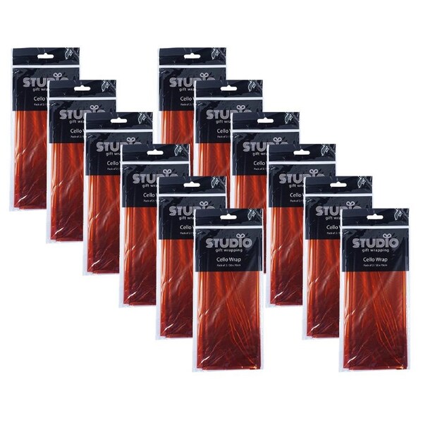 24pc Studio Gift Wrapping Cello Wrap 50x70cm Orange Decoration Present Decor