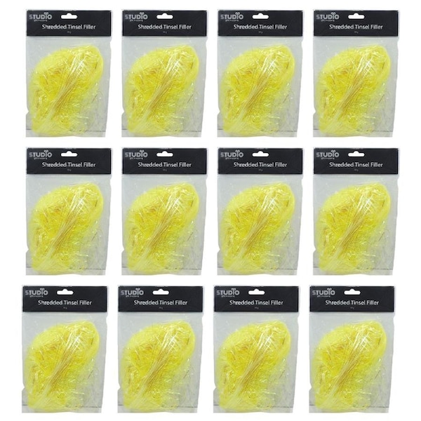 12x Studio Gift Wrapping 30G Filler/Shred Tinsel Yellow Decoration Present Decor