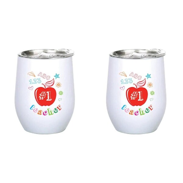2x No.1 Teacher 360ml S/S Vacuum Insulated Tumbler Double Walled Drinking Mug