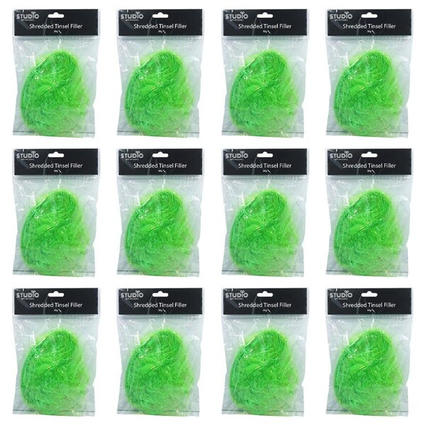 12x Studio Gift Wrapping 30G Filler/Shred Tinsel Green Decoration Present Decor