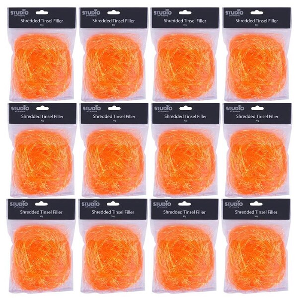 12x Studio Gift Wrapping 30G Filler/Shred Tinsel Orange Decoration Present Decor