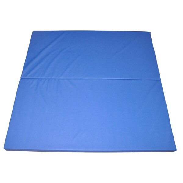 Blue 150cm x 120cm x 4cm Gymnastics Mat - 2-Piece Folding Gym Exercise Yoga Mat