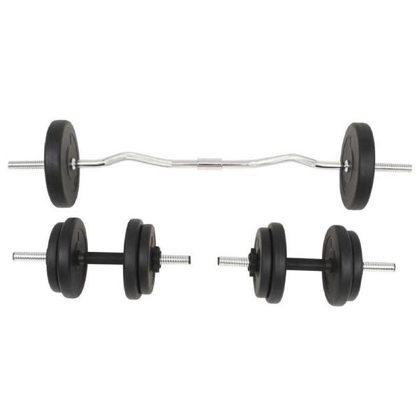 Barbell And Dumbbell Set 30kg Weight Lifting Strength Training Workout Fitness