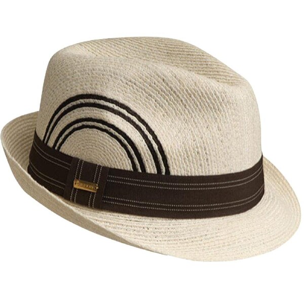 KANGOL Ashton Braid Player Trilby Hat 100% Sisal Fedora Brim Cap - Natural L