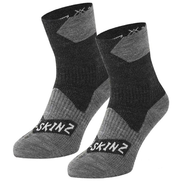 Sealskinz Waterproof All Weather Ankle Length Socks - Black / Grey Marl - X-Larg