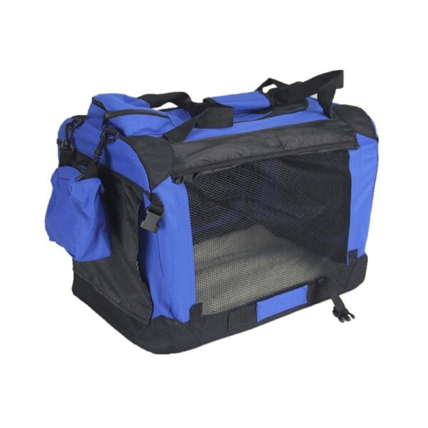 YES4PETS Medium Foldable Pet Dog Puppy Cat Soft Crate With Curtain-Blue