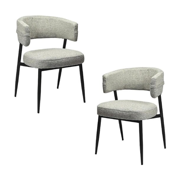 Raimon Furniture Set Of 2 Ozzy Modern Textured Fabric Kitchen Dining Chair Metal Legs Granite