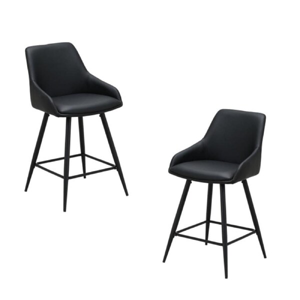 Raimon Furniture Set Of 2 Azra Eco Leather Kitchen Counter Bar Stool Black