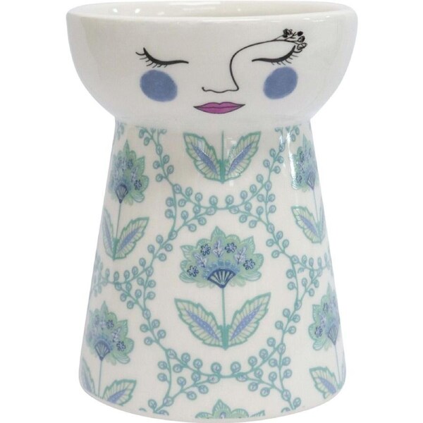 LVD Ceramic Doll Vase Home/Office Tabletop Decor Display 11.5cm Blue Chintz