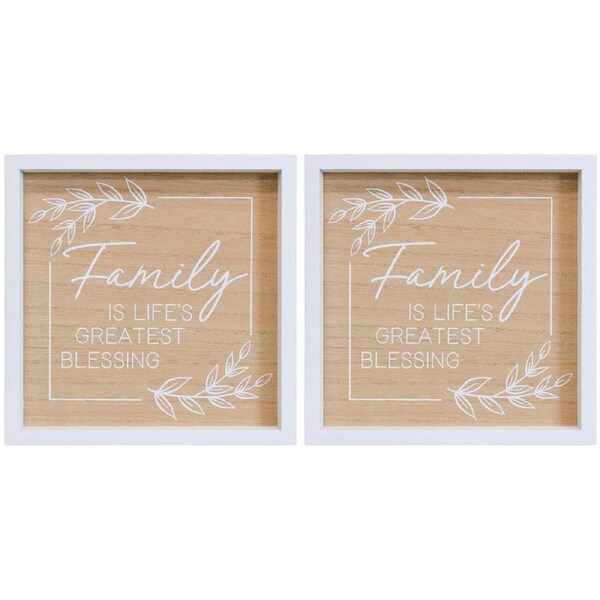2x LVD 24cm MDF Family Blessing Sign Wall Hanging Home Decor Shelf Display