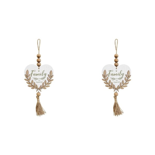 2x LVD 21.5cm MDF Sign Wall Hanging Home/Room Decorative Display Family Heart