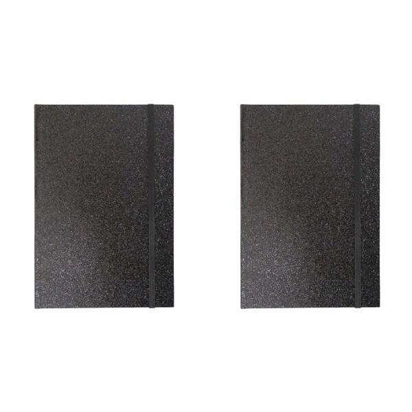 2x LVD 21cm Notebook A5 Journal Writing Paper Stationery 80 Pages Glitter Black