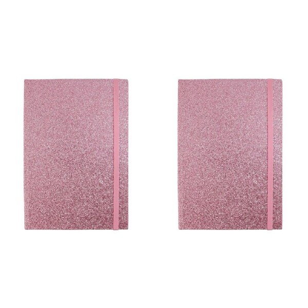2x LVD 21cm Notebook A5 Journal/Note Writing Stationery 80 Pages Glitter Rose