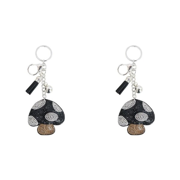 2x LVD 15cm Metal Keyring Charm Car Key Accessory Hanging Keychain Tag Mushroom