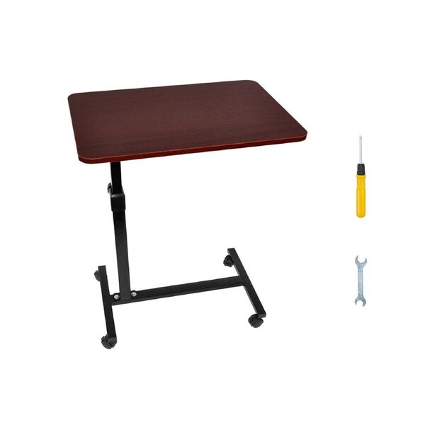 Portable Mobile Height Adjustable Overbed Bedside Table Over Sofa Bed Side Table with 4 Lockable Swivel Rolling Wheels Laptop Computer Desk