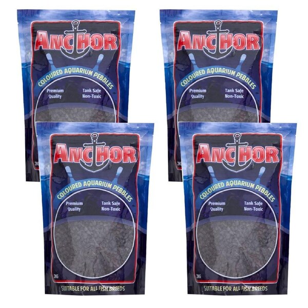 4x Anchor Painted Coloured Tank Safe Aquarium Pebbles Gravel 2 kg - Black